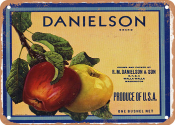 Danielson Brand Walla Walla Washington Apples - Rusty Look Metal Sign
