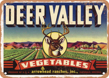 Deer Valley Brand Arizona Produce - Rusty Look Metal Sign