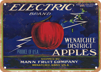 Electric Brand Washington Apple - Rusty Look Metal Sign