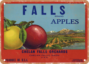 Falls Brand Chelan Apples - Rusty Look Metal Sign