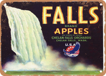Falls Brand Chelan Washington Apples - Rusty Look Metal Sign