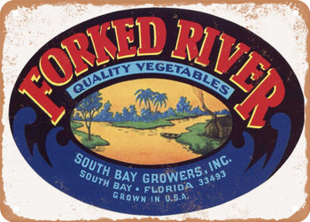 Forked River Brand South Bay Florida Vegetables - Rusty Look Metal Sign