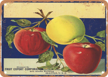 Fruit Export Corporation Brand Apples - Rusty Look Metal Sign