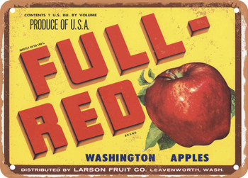 Full Red Brand Leavenworth Washington Apples - Rusty Look Metal Sign