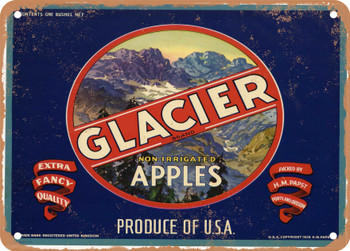 Glacier Brand Oregon Apples - Rusty Look Metal Sign