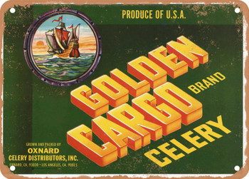 Golden Cargo Brand Celery - Rusty Look Metal Sign