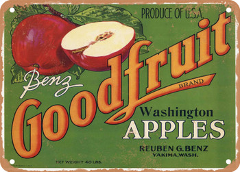 Good Fruit Brand Yakima Washington Apples - Rusty Look Metal Sign
