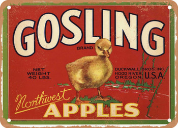 Gosling Brand Hood River Oregon Apples - Rusty Look Metal Sign