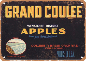 Grand Coulee Brand Washington Apples  - Rusty Look Metal Sign