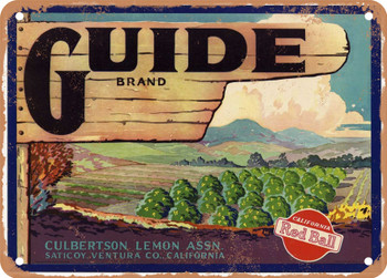 Guide Brand Ventura County Lemons - Rusty Look Metal Sign