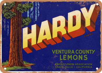 Hardy Brand Santa Paula Lemons - Rusty Look Metal Sign