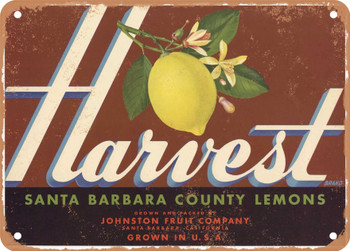 Harvest Brand Santa Barbara Lemons - Rusty Look Metal Sign