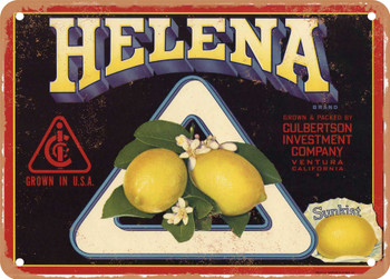 Helena Brand Ventura County Lemons - Rusty Look Metal Sign