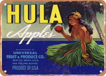 Hula Brand Washington Apples - Rusty Look Metal Sign