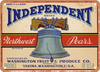 Independent Brand Yakima Pears - Rusty Look Metal Sign
