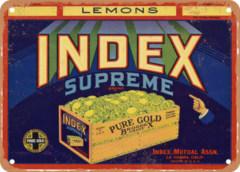 Index Supreme Brand La Habra Lemons - Rusty Look Metal Sign