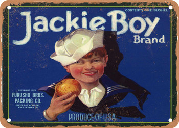 Jackie Boy Brand Sebastopol Sonoma County Apples - Rusty Look Metal Sign
