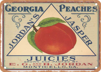 Jordan's Jasper Brand Georgia Peaches - Rusty Look Metal Sign