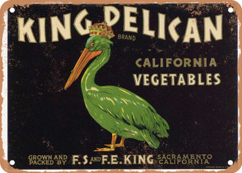 King Pelican Brand Vegetables - Rusty Look Metal Sign