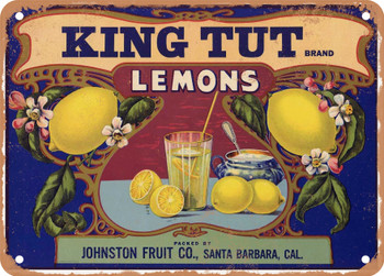 King Tut Brand Santa Barbara Lemons - Rusty Look Metal Sign