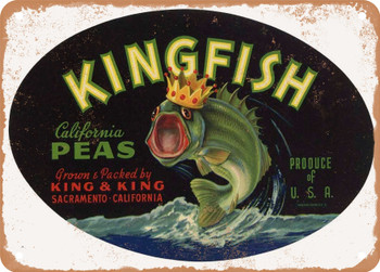 Kingfish Brand Sacramento Delta Peas - Rusty Look Metal Sign