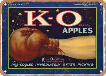 K-O Brand Yakima Washington Apples  - Rusty Look Metal Sign