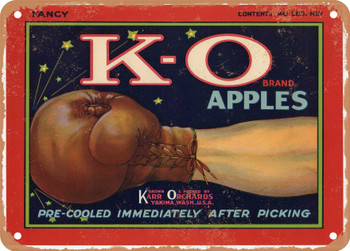 K-O Brand Yakima Washington Apples - Rusty Look Metal Sign