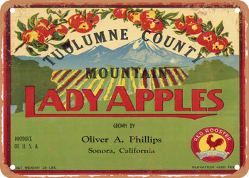 Lady Apples Brand Sonora California Apples - Rusty Look Metal Sign