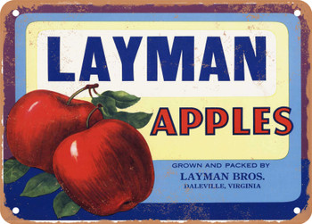 Layman Brand Daleville Virginia Apples - Rusty Look Metal Sign