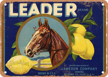 Leader Brand Corona Lemons - Rusty Look Metal Sign