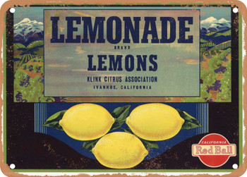 Lemonade Brand Ivanhoe Lemons - Rusty Look Metal Sign