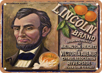 Lincoln Brand Riverside Orange - Rusty Look Metal Sign