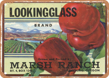 Looking Glass Brand Roseburg Oregon Apples - Rusty Look Metal Sign
