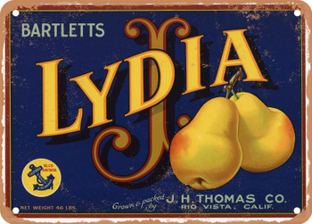 Lydia J Brand Sacramento Delta Pears - Rusty Look Metal Sign