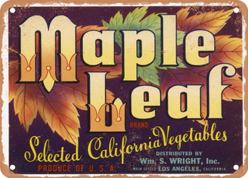 Maple Leaf Brand Vegetables - Rusty Look Metal Sign