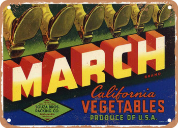 March Brand Santa Maria Vegetables - Rusty Look Metal Sign
