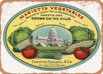 Marietta Vegetables Brand Ohio - Rusty Look Metal Sign