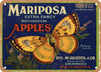 Mariposa Brand Apples - Rusty Look Metal Sign