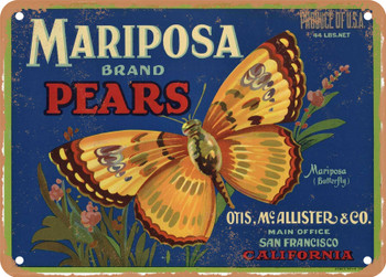 Mariposa Brand Pears - Rusty Look Metal Sign