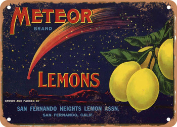 Meteor Brand San Fernando Lemons - Rusty Look Metal Sign