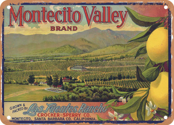 Montecito Valley Brand Lemons - Rusty Look Metal Sign