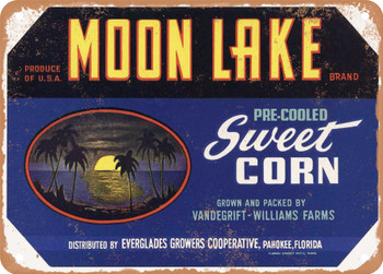 Moon Lake Brand Pahokee Florida Vegetables - Rusty Look Metal Sign