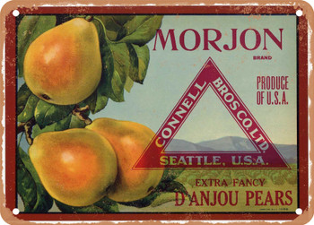 Morjon Brand Pears - Rusty Look Metal Sign