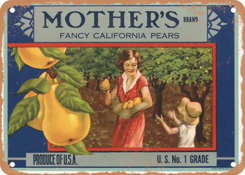 Mother's Brand Pears - Rusty Look Metal Sign