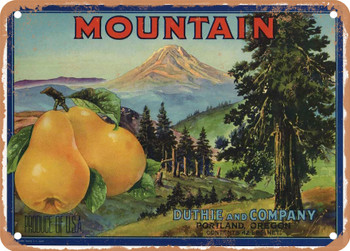 Mountain Brand Pears Fruit - Rusty Look Metal Sign