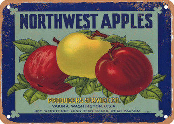 Northwest Apples Brand Washington Apples - Rusty Look Metal Sign