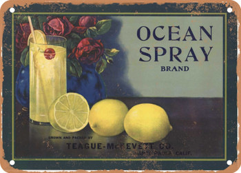 Ocean Spray Brand Santa Paula Lemons - Rusty Look Metal Sign