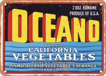 Oceano Brand Vegetables - Rusty Look Metal Sign