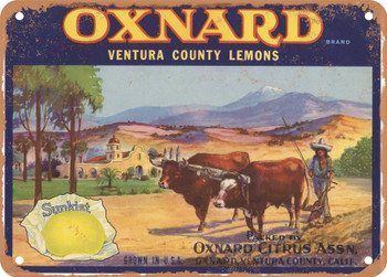 Oxnard Brand Lemons - Rusty Look Metal Sign