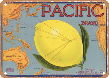 Pacific Brand Santa Barbara Lemons - Rusty Look Metal Sign